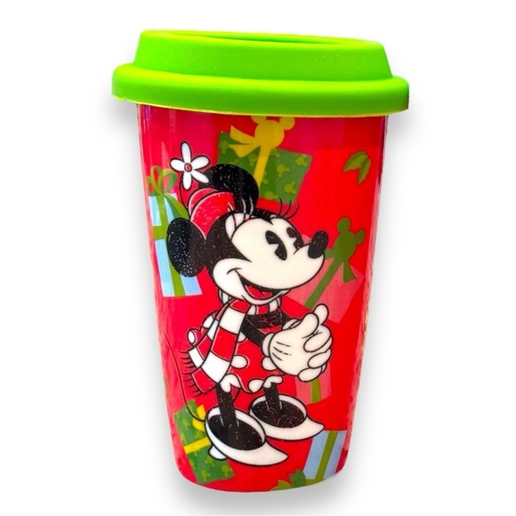 Adorable Disney Minnie Mouse Insulated Ceramic Travel Mug w/Rubber Cover - Picture 1 of 2